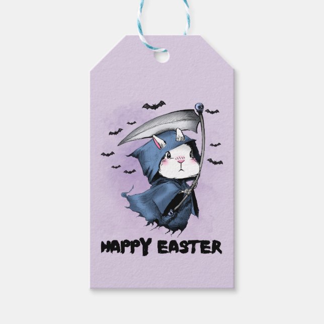 Etiqueta Para Presente Happy Easter Reaper Bunny  (Frente)