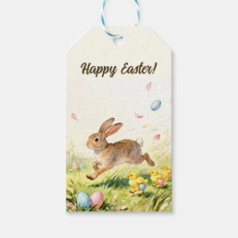 Etiqueta Para Presente Happy Easter Vintage Bunny Spring Illustration
