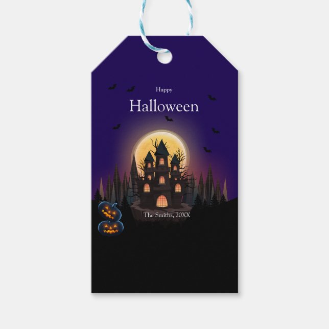 Etiqueta Para Presente Happy Halloween Castle (Frente)