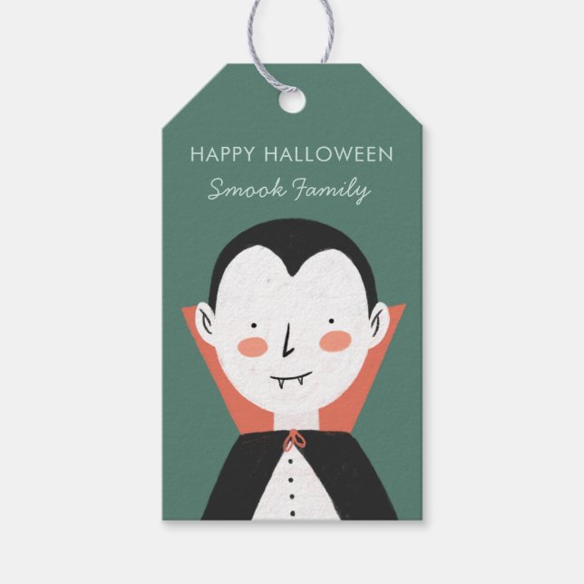Etiqueta Para Presente Happy Halloween Dracula (Frente)