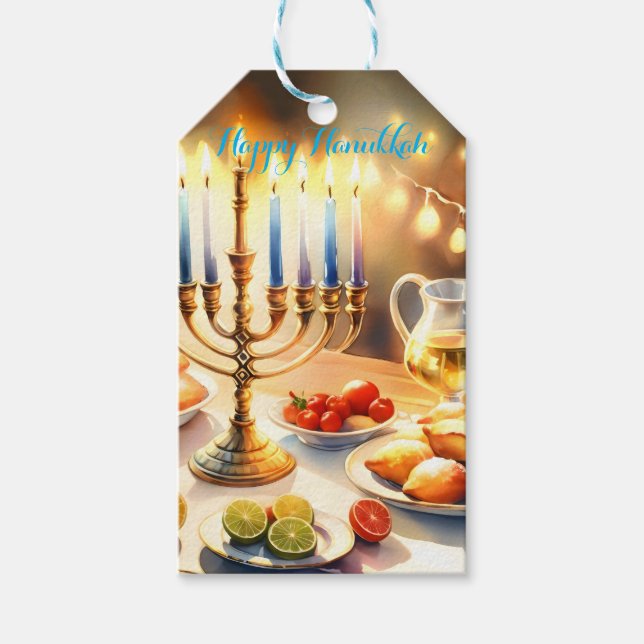Etiqueta Para Presente Happy Hanukkah (Frente)