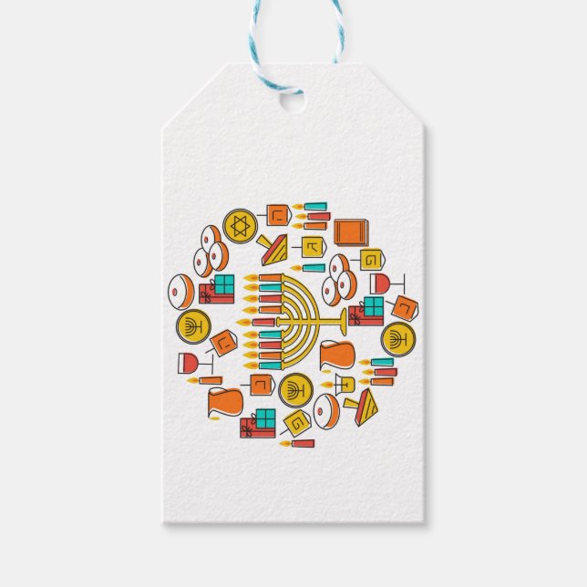 Etiqueta Para Presente Happy Hanukkah  (Frente)