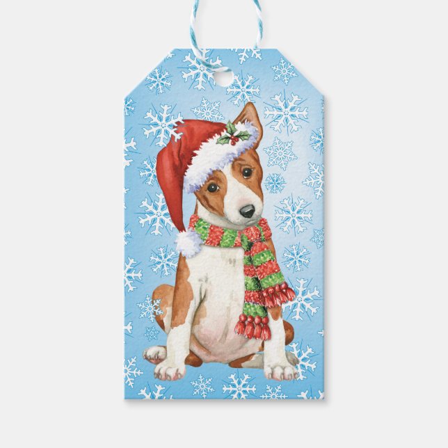 Etiqueta Para Presente Happy Howlidays Basenji (Frente)