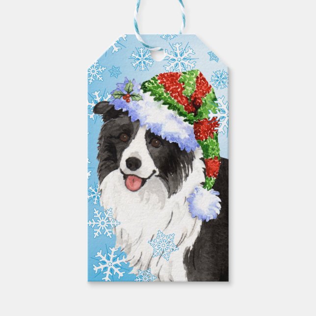 Etiqueta Para Presente Happy Howlidays Border Collie (Frente)
