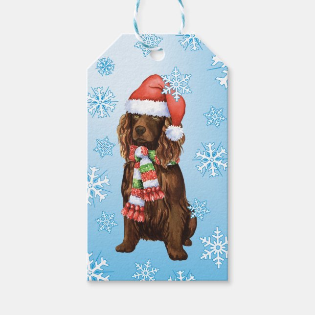 Etiqueta Para Presente Happy Howlidays Boykin Spaniel (Frente)