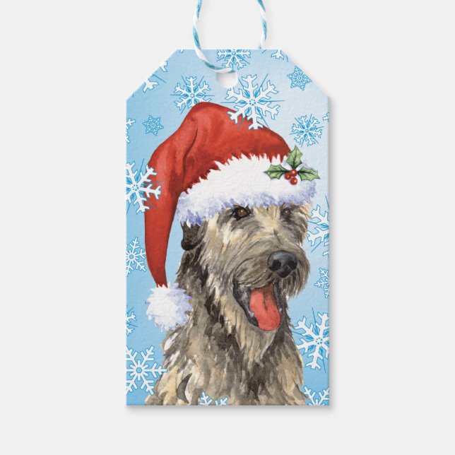 Etiqueta Para Presente Happy Howlidays Irish Wolfhound (Frente)