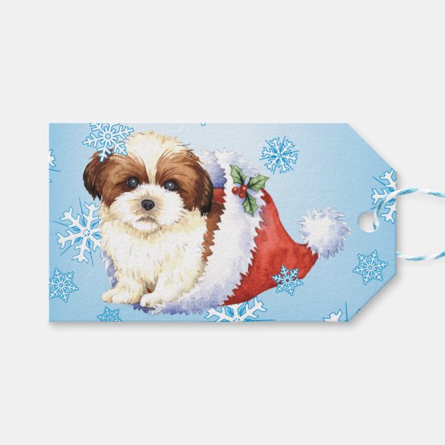 Etiqueta Para Presente Happy Howlidays Shih Tzu (Frente (horizontal))