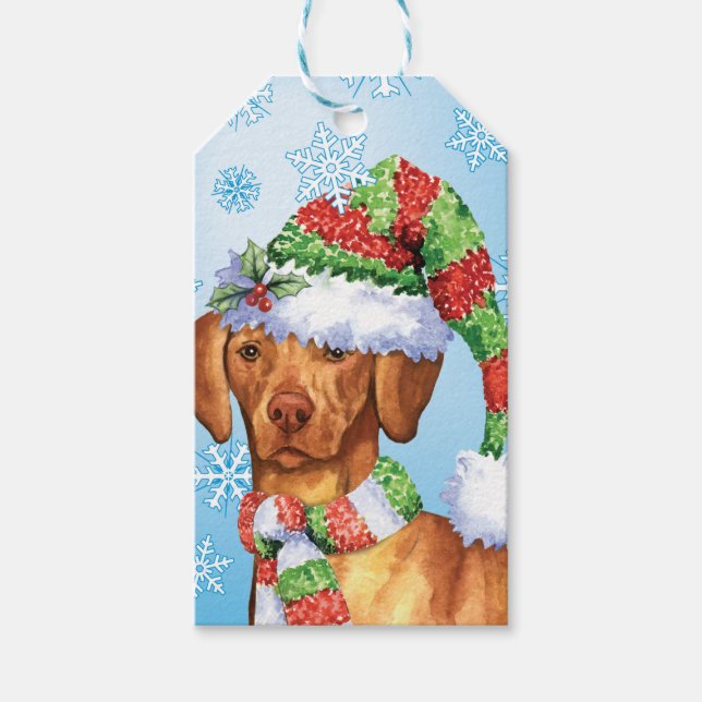 Etiqueta Para Presente Happy Howlidays Vizsla (Frente)