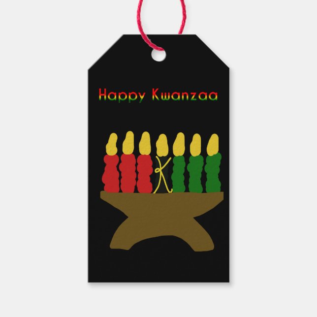 Etiqueta Para Presente Happy Kwanzaa Kinara (Frente)