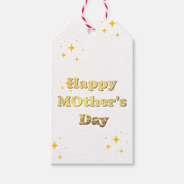 Etiqueta Para Presente Happy mothers day. Gold simple script calligraphy  (Frente)