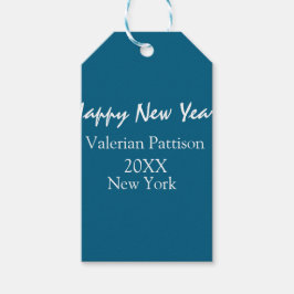 Etiqueta Para Presente Happy new year blue name place year boho simple 