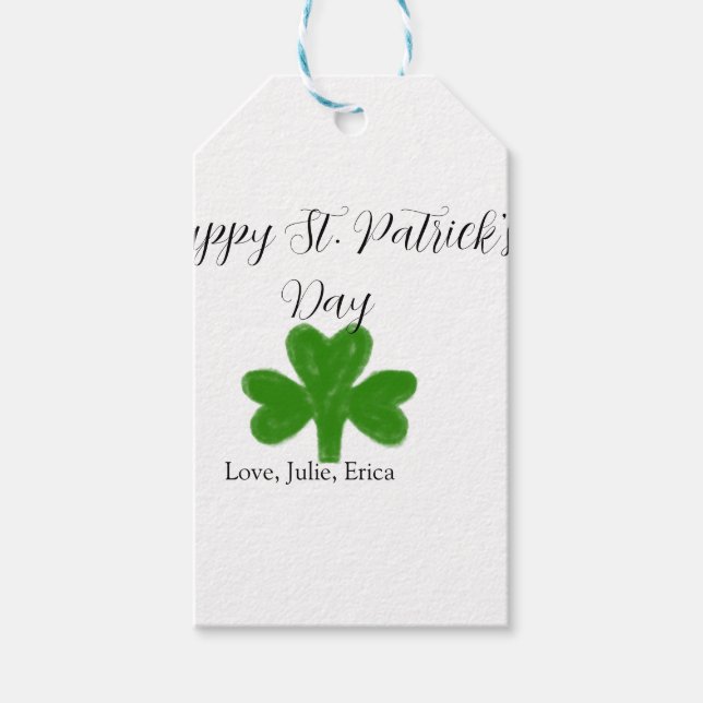 Etiqueta Para Presente Happy St. Patrick's day green shamrock name  (Frente)