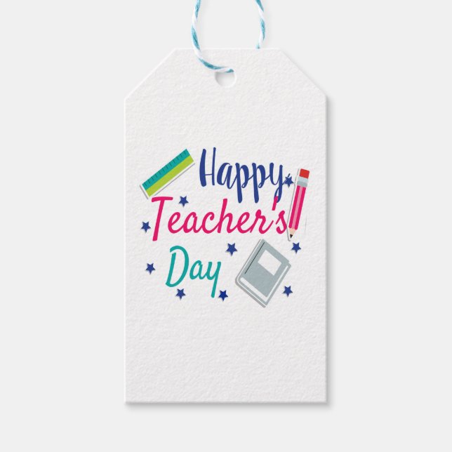 Etiqueta Para Presente Happy teacher's day  classic round  (Frente)