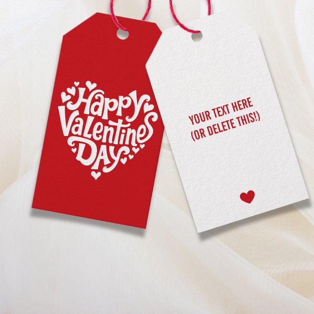 Etiqueta Para Presente Happy Valentine's Day Hearts (Happy Valentine's Day Hearts Gift Tags)