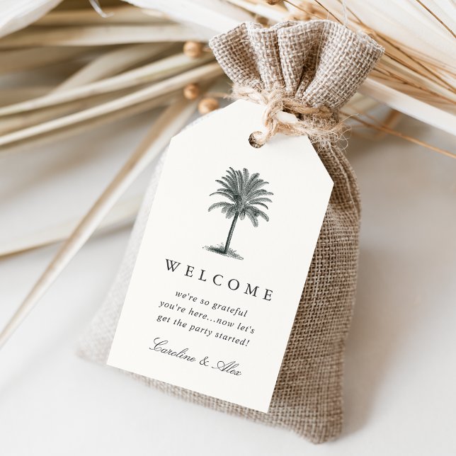 Etiqueta Para Presente Havana Palm Wedding Welcome (Criador carregado)
