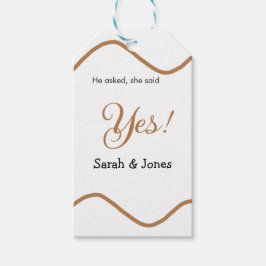 Etiqueta Para Presente He asked she said yes engagement simple minimal 