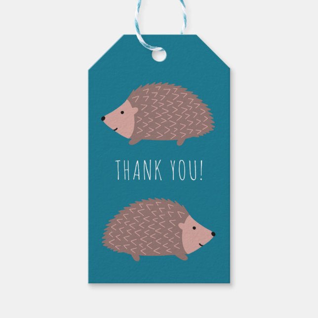 Etiqueta Para Presente Hedgehog Woodland Obrigado (Frente)