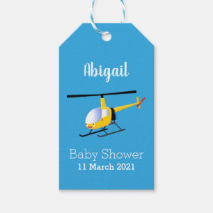 Etiqueta Para Presente Helicóptero de desenho animado amarelo