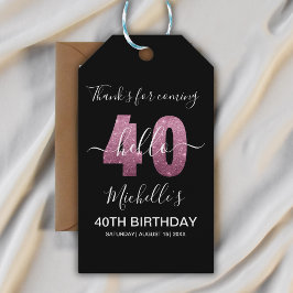 Etiqueta Para Presente Hello 40! Fun 40th birthday with Pink glitter