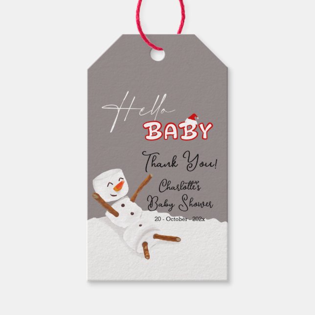 Etiqueta Para Presente Hello Baby Cute Snowman Baby Shower (Frente)