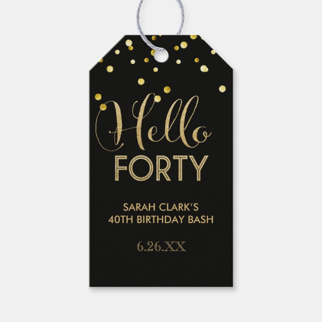 Etiqueta Para Presente Hello Forty Gift Tags (Frente)