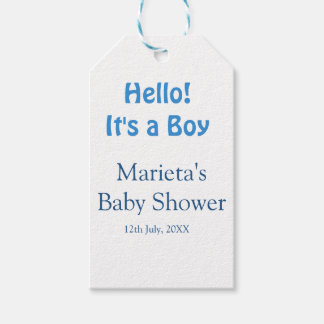 Etiqueta Para Presente Hello ITS A BOY BABY SHOWER BLUE NAME DATE SIMPLE