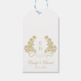Etiqueta Para Presente Heritage Golden Monogram Vintage Wedding 