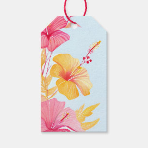 Etiqueta Para Presente Hibisco Lindo Flor Tropical Aquarela