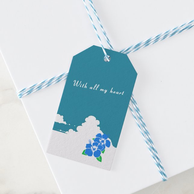 Etiqueta Para Presente Hibiscus-blue & Summer Clouds (Criador carregado)