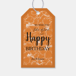 Etiqueta Para Presente Hibiscus Floral Sketch Orange