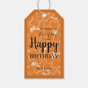 Etiqueta Para Presente Hibiscus Floral Sketch Orange