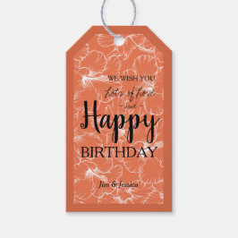 Etiqueta Para Presente Hibiscus Floral Sketch Peach