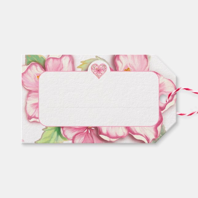 Etiqueta Para Presente Hibiscus & Lace PINK (Frente (horizontal))