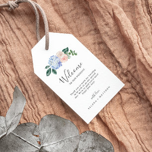 Etiqueta Para Presente Hídria Azul Elegante Boas-vindas do Casamento Br