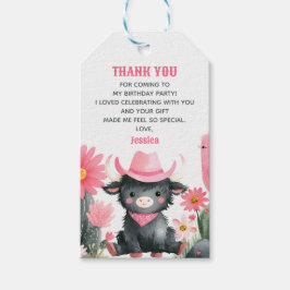 Etiqueta Para Presente Highland Cow Western Aniversário de criança Obriga