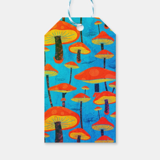 Etiqueta Para Presente Hippie Dreamy Retro Vibe Encantando Cogumelos (Frente)
