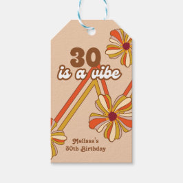 Etiqueta Para Presente Hippie Flower Retro 70s Zigzag aniversário de 30 a