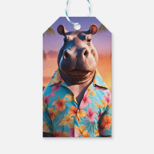Etiqueta Para Presente Hippopotamus Holiday (Frente)