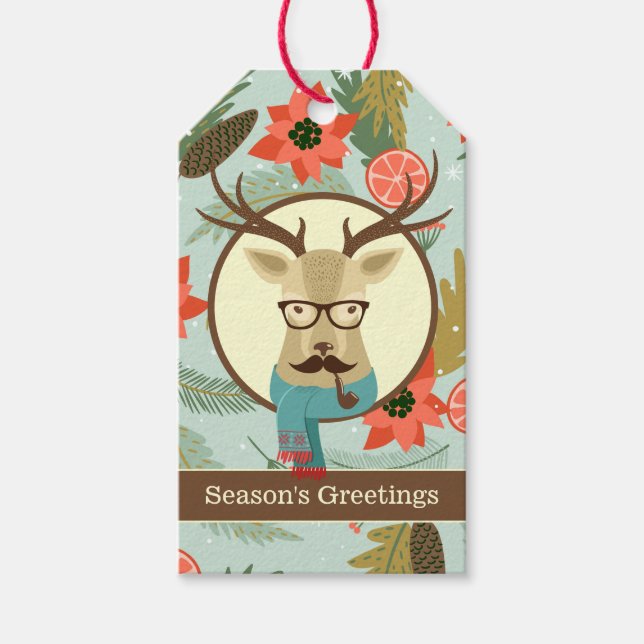 Etiqueta Para Presente Hipster Deer Christmas (Frente)