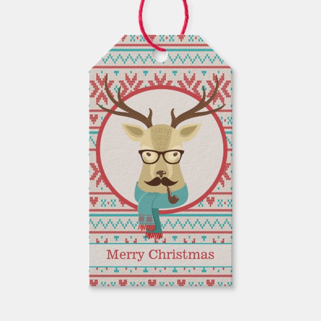 Etiqueta Para Presente Hipster Deer Christmas (Frente)