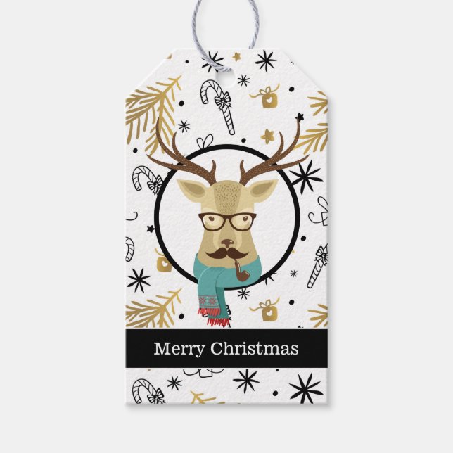 Etiqueta Para Presente Hipster Deer Christmas (Frente)
