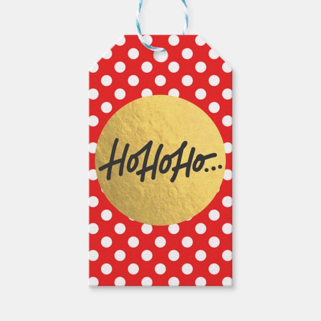 Etiqueta Para Presente HO HO Bolinhas brancas de Natal Holidy (Frente)