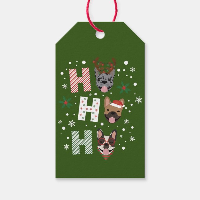 Etiqueta Para Presente Ho Ho Ho Buldogue Francês Feliz Natal (Frente)