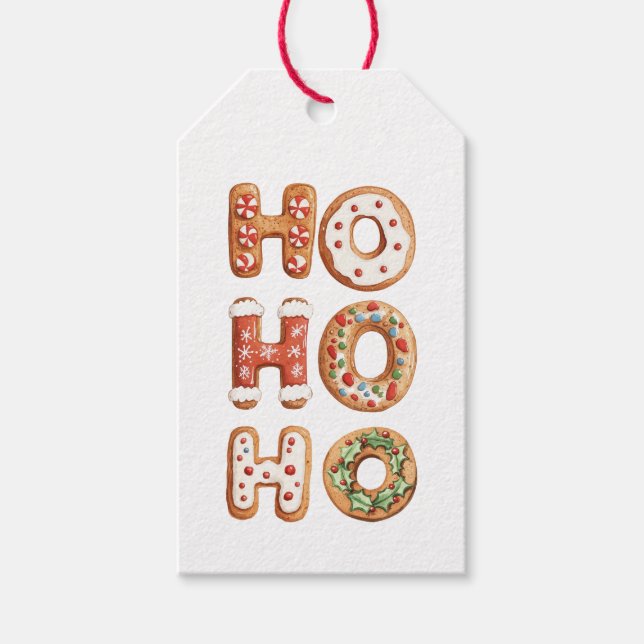 Etiqueta Para Presente Ho Ho Ho Gingerbird Cookie Natal (Frente)