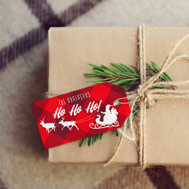 Etiqueta Para Presente Ho Ho Ho Ho, Natal da Família! Papais noeis Red Bu