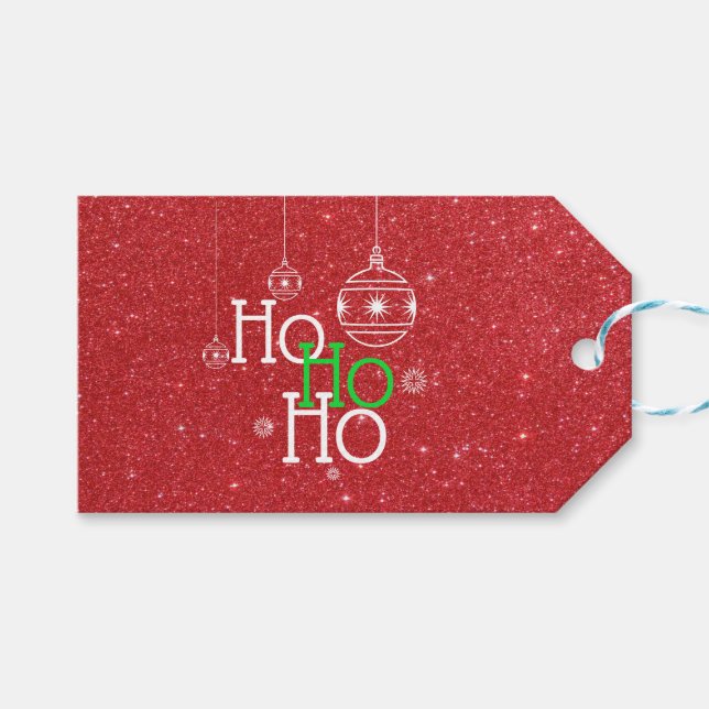 Etiqueta Para Presente Ho Ho No Efeito Da Luminosidade Vermelha (Frente (horizontal))