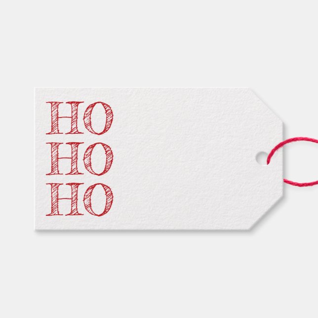 Etiqueta Para Presente Ho Ho vazio vermelho kraft manuscrito (Frente (horizontal))