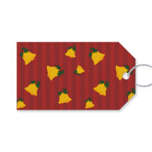 Holiday Red Gold Stripe Bells Christmas