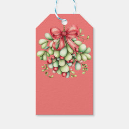 ETIQUETA PARA PRESENTE HOLIDAY RED & GREEN MISTLETOE PLANTS