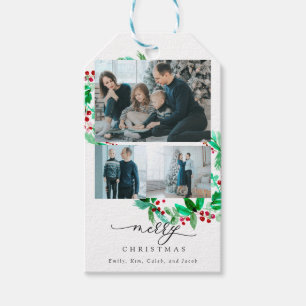 Etiqueta Para Presente Holiday Wreath Script 3 Foto Feliz Natal Chic